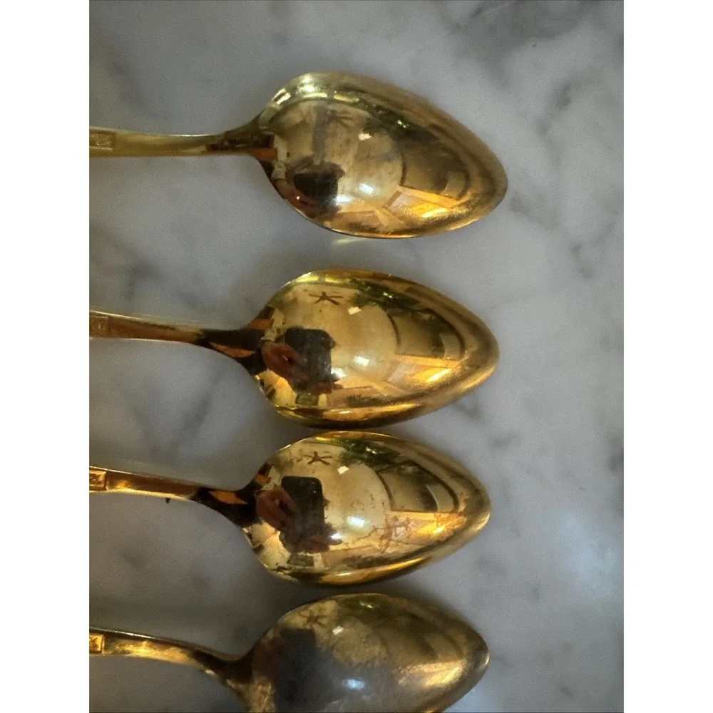 Ron FIL Japan Stainless‎ Steel Flatware Gold Tone 8 Pc Teaspoons